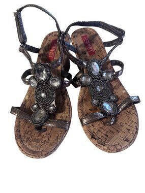 Esprit Patty E cork wedge silver rhinstone sandals 9.5M
